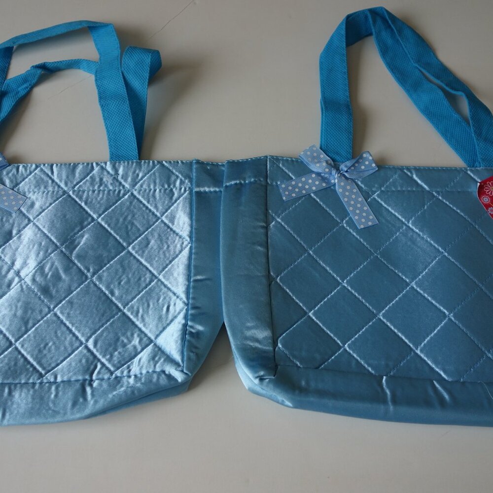 Set of 2 Blue Beautiful Bags 11.5 X 8 inches Satin Type Material New
